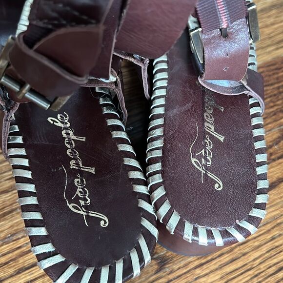 Free People Brown and Gold Leather Sedona Platform Sandals - Picture 7 of 9